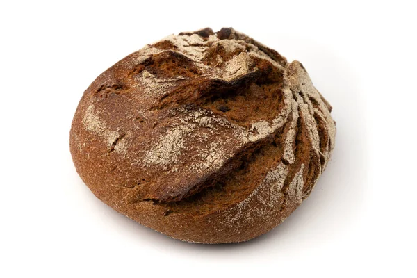 Homemade Freshly Baked Traditional Rye Bread Isolated White Background Side — Zdjęcie stockowe