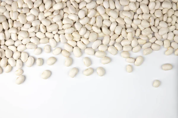 Frame Many Grains Dried Beans Top View White Beans Texture — Foto Stock