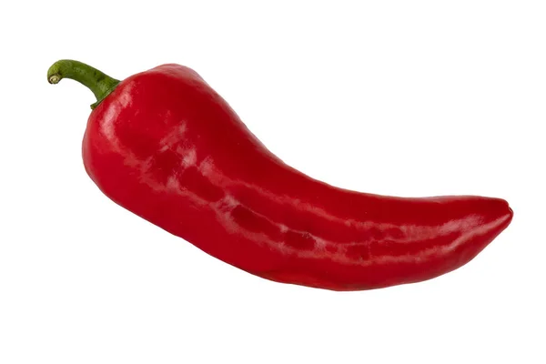 Rode Chili Peper Geïsoleerd Witte Achtergrond Lange Zoete Peper Verse — Stockfoto