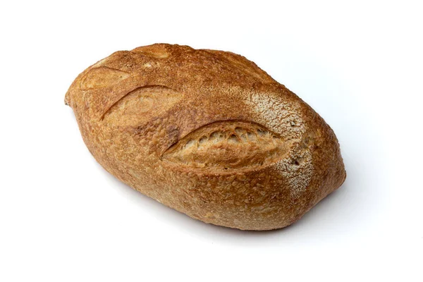 Side View Fresh Homemade Bread Golden Crispy Crust White Background — Stock Photo, Image