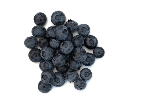 Fresh Blueberries Isolated White Background Ripe Berries Top Vew — 图库照片
