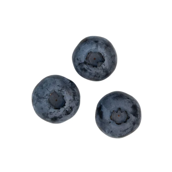 Fresh Blueberries Isolated White Background Ripe Berries Macro Shot Three — Stockfoto