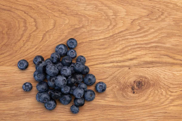 Fresh Blueberries Isolated Wooden Background Ripe Berries Top View — 图库照片