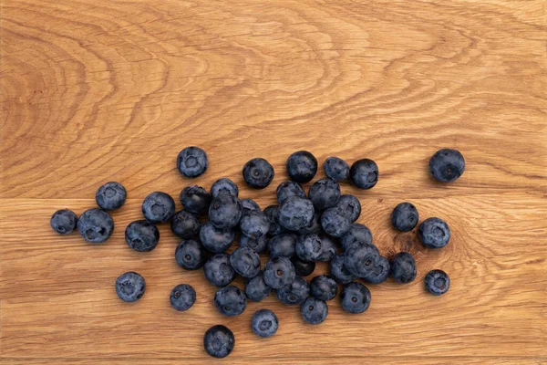 Fresh Blueberries Isolated Wooden Background Ripe Berries Top View — 图库照片