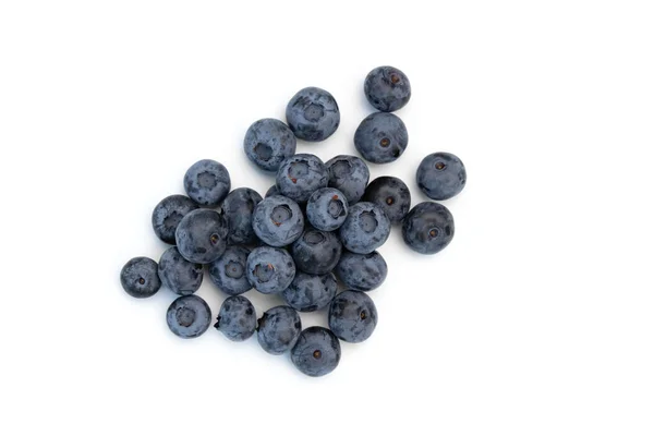新鲜蓝莓 白色背景 成熟的浆果 顶部视图 — 图库照片