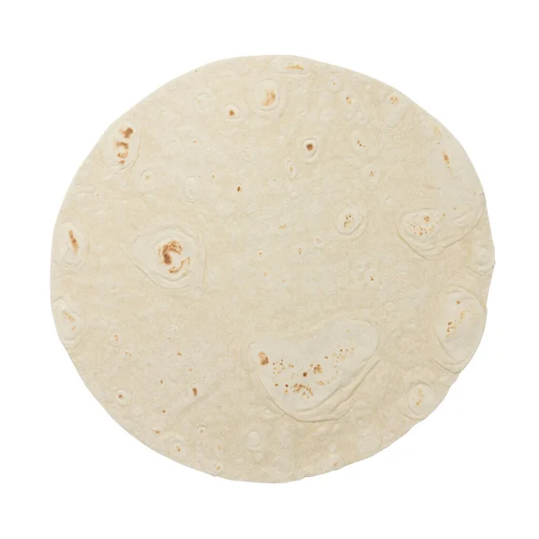 Trigo Tortilla Redonda Pita Lavash Pão Liso Redondo Cima Isolado — Fotografia de Stock