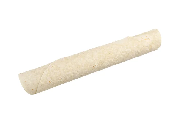 Runda Vete Tortillas Närbild Isolerad Vit Bakgrund Pita Bröd Vridet — Stockfoto