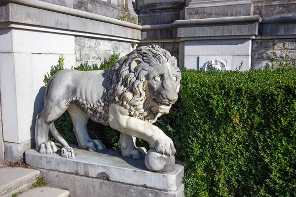 Antike Marmorstatue Des Löwen Einem Palastgarten — Stockfoto