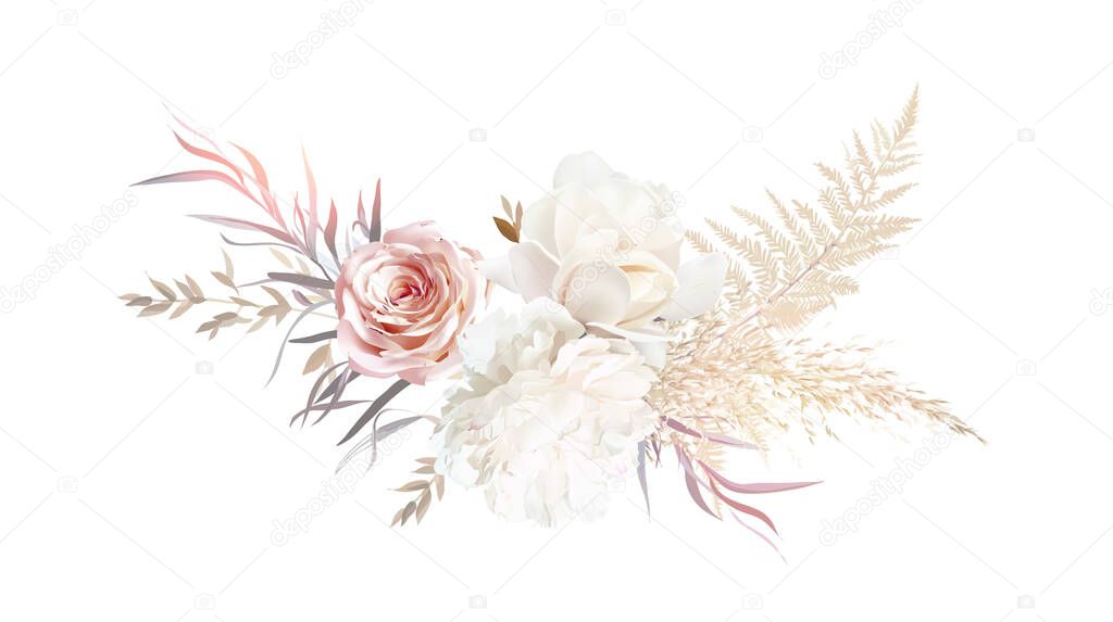Luxurious beige and blush trendy vector design bouquet.