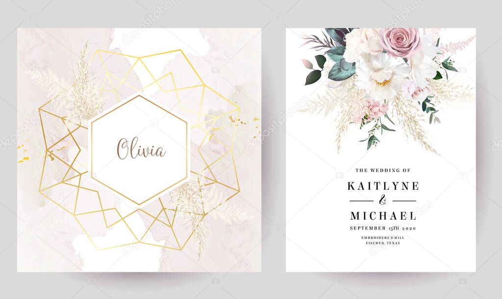 Luxurious beige and blush trendy vector design frames.