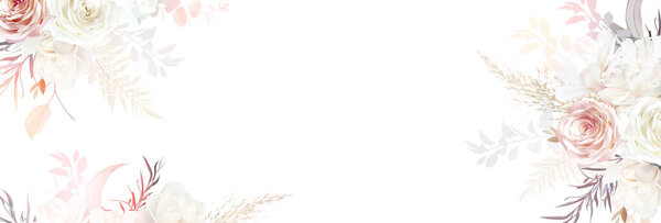 Luxurious beige and pink trendy vector design banner frame