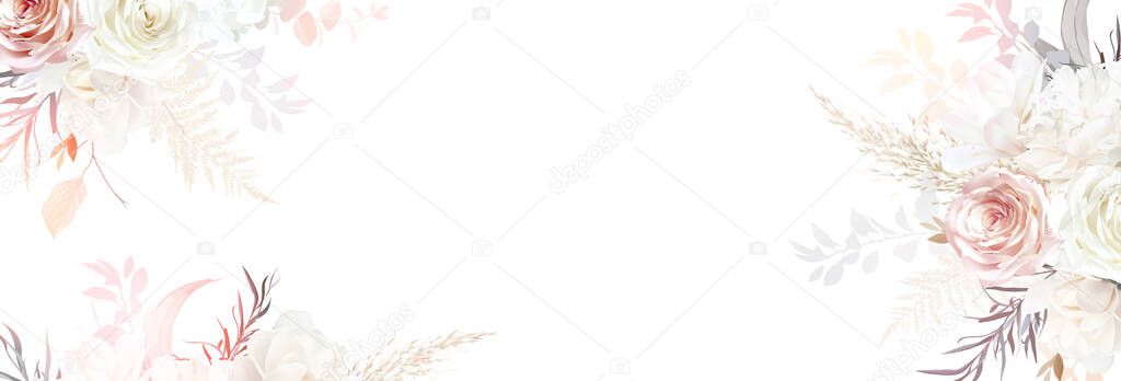 Luxurious beige and pink trendy vector design banner frame