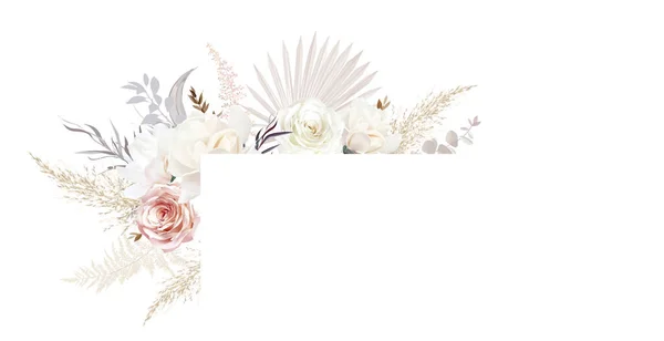 Lujoso marco de banner de diseño vectorial de moda beige y rosa — Vector de stock