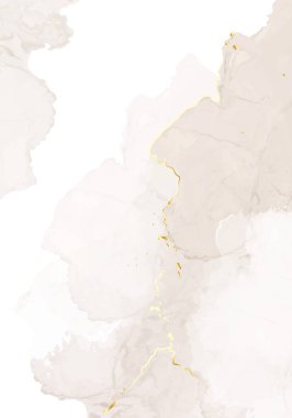 Bej kuvars jeot vektör tasarım çerçevesi. Lezzetli kahverengi desen kartı. Altın çatlaklar. Kintsugi sanatı. Doğal taş. Modaya uygun bir düğün davetiyesi. Boyama stili. Alkol mürekkebi. İzole ve düzenlenebilir