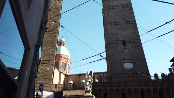 Vista Inclinada Torre Asinelli Bolonha — Vídeo de Stock