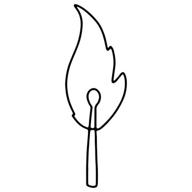 Sıcacık bir kibrit. Kawaii karalama dijital sanat. Afişler, posterler, ağ, çıkartmalar, gönderiler, kağıtlar, kartlar için rint.