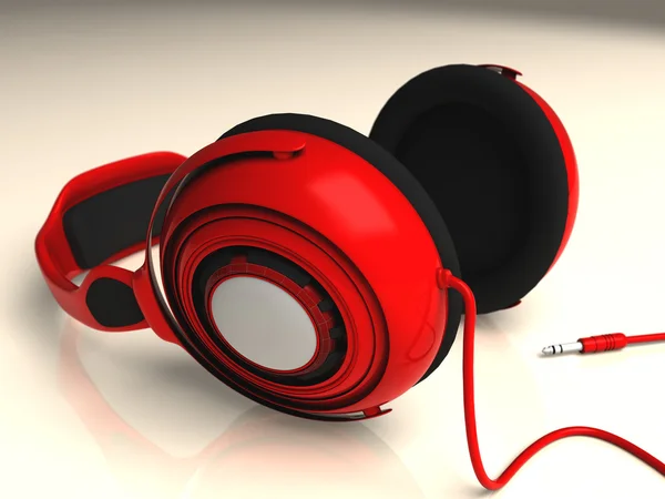 Auriculares rojos aislados en blanco — Foto de Stock