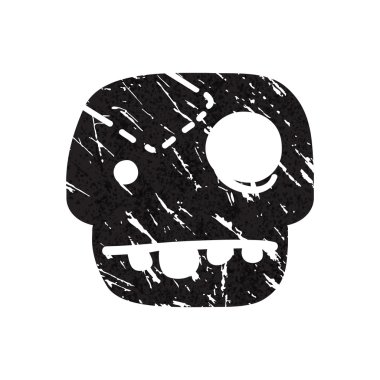 Beyaz arka planda siyah grunge kafatası.