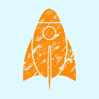 hafif bir arka plan üzerinde stilize grunge roket.