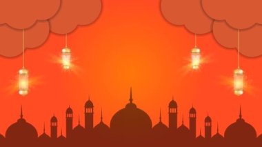 Yıldızlı gece geçmişine sahip İslami 3 boyutlu element. Ramazan üç boyutlu animasyon.