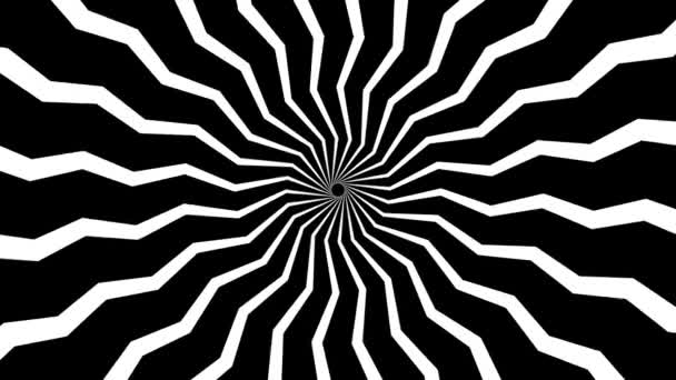 Animación radial en blanco y negro de imágenes en bucle de remolino — Vídeos de Stock