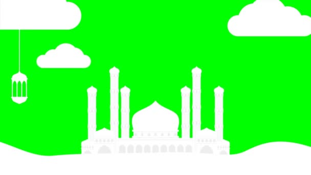 清真寺3D元素，绿色屏幕背景 — 图库视频影像