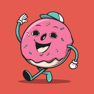 Hand drawn retro vintage bakery cartoon mascot logo illustration