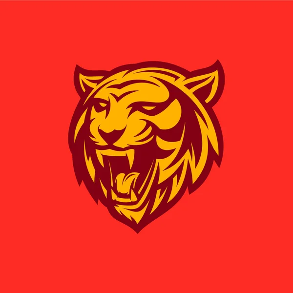 Βρυχηθμό Τίγρη Κεφάλι Εικονίδιο Λογότυπο Ισχυρό Θέμα Χρώμα Πρότυπο Λογότυπο — Διανυσματικό Αρχείο
