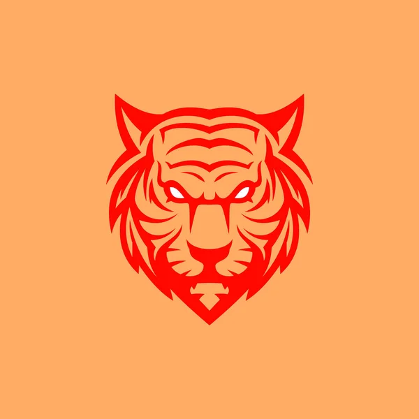 Θυμωμένος Τίγρης Κεφάλι Εικονίδιο Λογότυπο Κόκκινο Ανατολίτικο Χρώμα Πρότυπο Λογότυπο — Διανυσματικό Αρχείο
