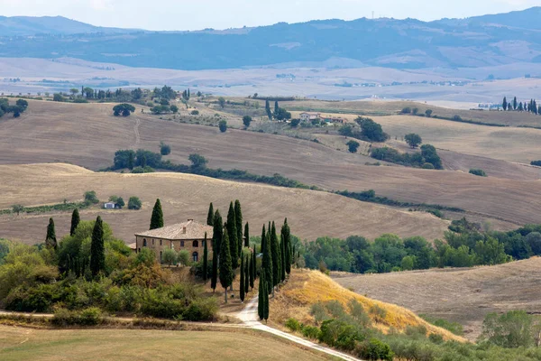 Val Orcia Italia Agosto 2021 Paisaje Típico Val Orcia Toscana —  Fotos de Stock