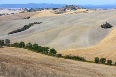 Val d 'Orcia (SI), İtalya - 05 Ağustos 2021: Orcia, Tuscany, İtalya