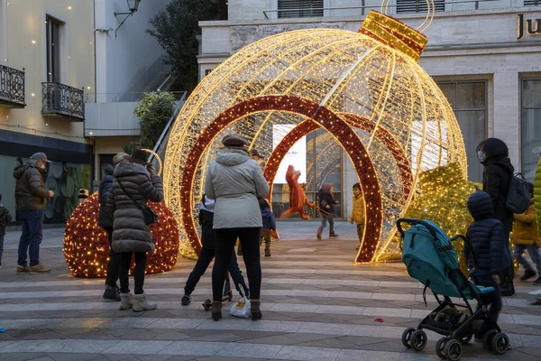 Лугано Швейцария Декабря 2021 Рождественские Украшения Рождественской Ярмарке Лугано Лугано — стоковое фото