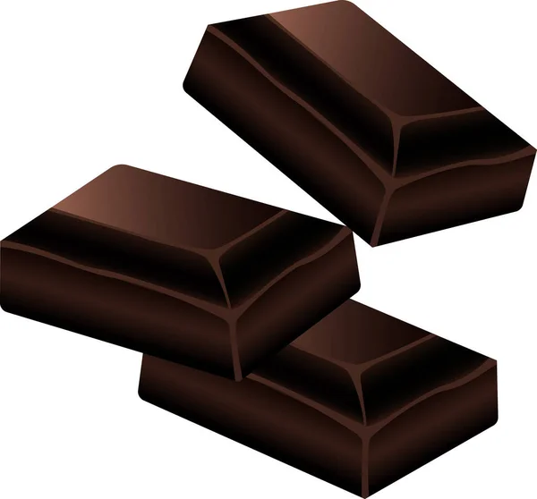 Ilustración Vectorial Trozos Chocolate Negro — Vector de stock