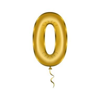 Vector illustration of helium balloon number 0 for holiday decoration.