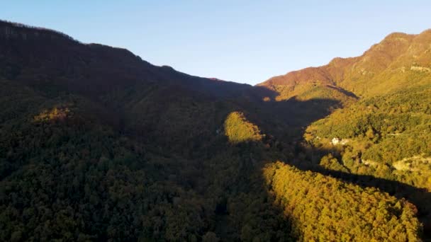 Escena Aérea Con Dron Del Paisaje Otoñal Pico Puigsacalm Garrotxa — Vídeos de Stock