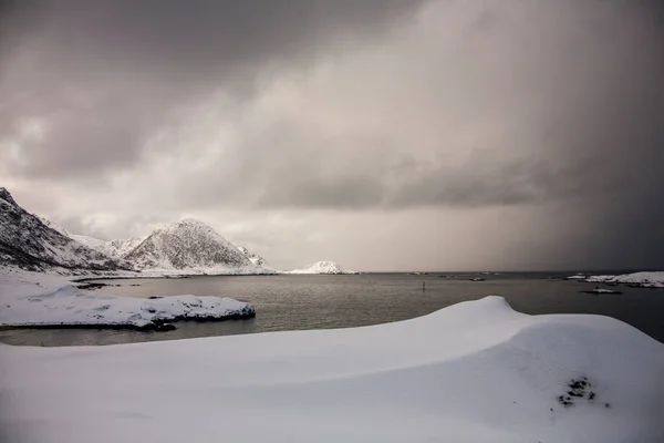 Χειμώνας Στις Νήσους Lofoten Βόρεια Νορβηγία — Φωτογραφία Αρχείου