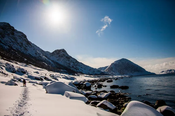 Zima Wyspach Lofoten Północ Norwegia — Zdjęcie stockowe