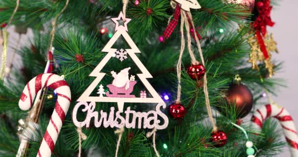 Decoraciones Árboles Navidad Juguetes Escena Abstracta Fondo — Vídeos de Stock