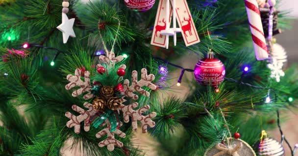 Noel Ağacı Süslemeleri Oyuncakları Özet Arkaplan Sahnesi — Stok video