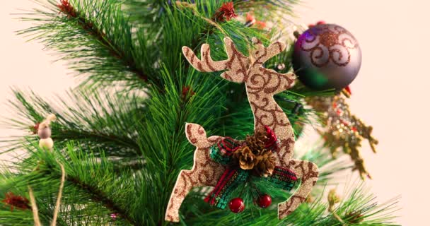Decoraciones Árboles Navidad Juguetes Escena Abstracta Fondo — Vídeos de Stock