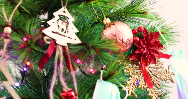 Decorações Árvores Natal Brinquedos Abstrato Cena Fundo — Vídeo de Stock