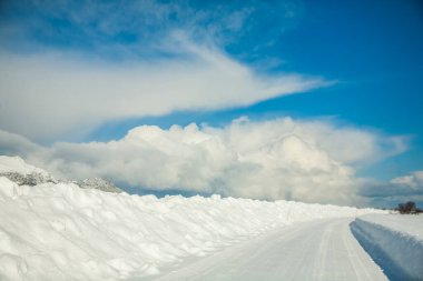 Lofoten Adaları 'nda kış, Kuzey, Norveç.
