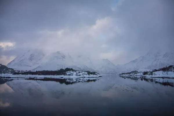 Inverno Lofoten Islands Northern Noruega — Fotografia de Stock