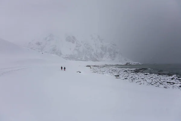 Winter Bleik Beach Lofoten Islands Northern Norway — Fotografia de Stock