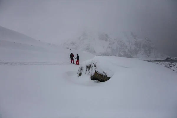 Winter Bleik Beach Lofoten Islands Northern Norway — Fotografia de Stock