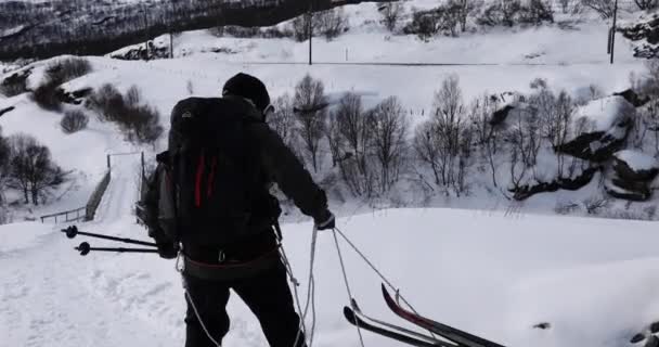 Expedición Esquí Parque Nacional Dovrefjell Noruega — Vídeos de Stock