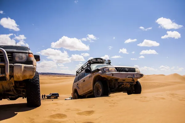 Марокко Африка Апрель 2012 Внедорожник Внедорожник Пустыне Дюнах Морабо Африка — стоковое фото