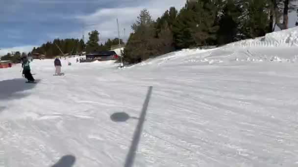 Masella Spanien Dezember 2020 Skifahrer Mit Schutzmasken Masella Pyrenäen Spanien — Stockvideo