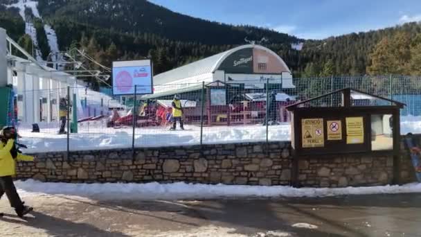 Masella Spanya Aralık 2020 Masella Pyrenees Spanya Koruma Maskeleriyle Kayak — Stok video