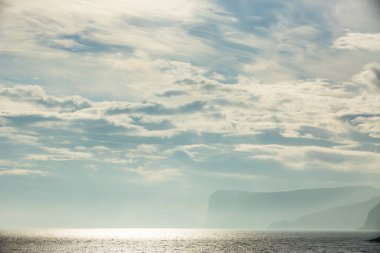 Nordkapp, Norveç 'te sonbahar günbatımı ve manzara
